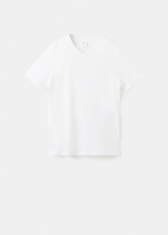 Slim Fit T-Shirt aus 100 % Baumwolle mit V-Ausschnitt Slim Fit T-Shirt aus 100 % Baumwolle mit V-Ausschnitt