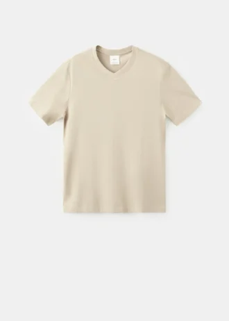 Slim Fit T-Shirt aus 100 % Baumwolle mit V-Ausschnitt