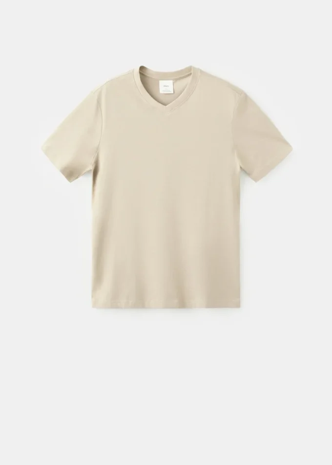 Slim Fit T-Shirt aus 100 % Baumwolle mit V-Ausschnitt Slim Fit T-Shirt aus 100 % Baumwolle mit V-Ausschnitt