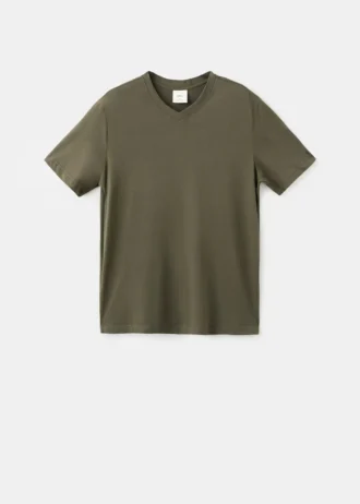 Slim Fit T-Shirt aus 100 % Baumwolle mit V-Ausschnitt