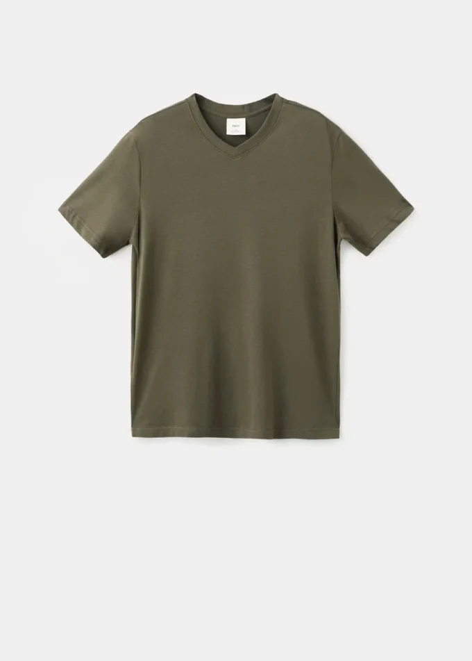 Slim Fit T-Shirt aus 100 % Baumwolle mit V-Ausschnitt Slim Fit T-Shirt aus 100 % Baumwolle mit V-Ausschnitt