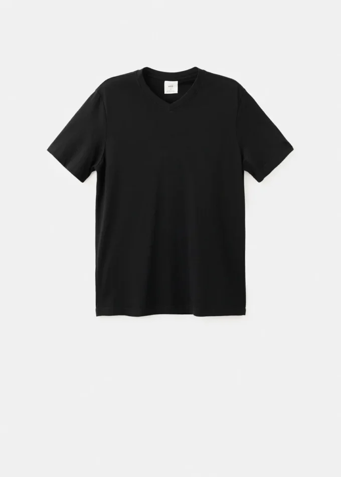 Slim Fit T-Shirt aus 100 % Baumwolle mit V-Ausschnitt Slim Fit T-Shirt aus 100 % Baumwolle mit V-Ausschnitt