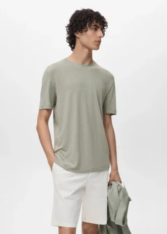 Slim-Fit-T-Shirt aus Leinen