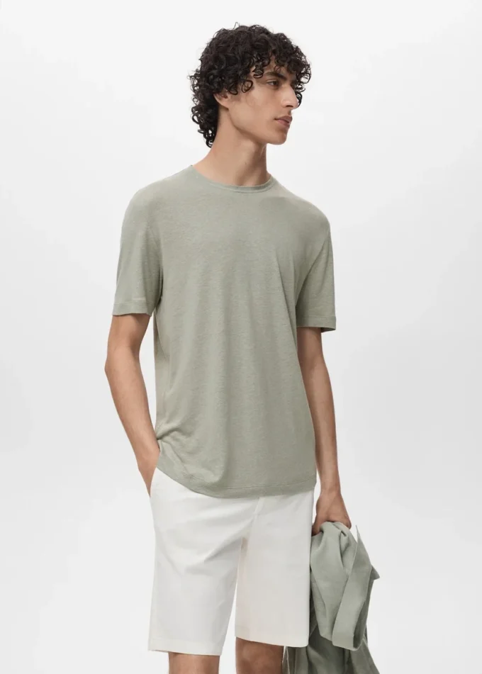 Slim-Fit-T-Shirt aus Leinen