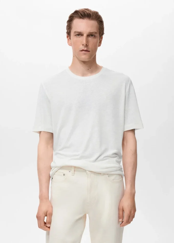 Slim-Fit-T-Shirt aus Leinen