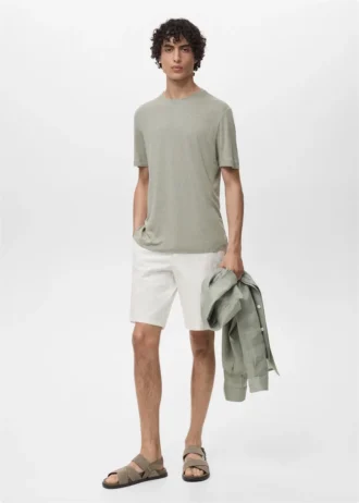 Slim-Fit-T-Shirt aus Leinen