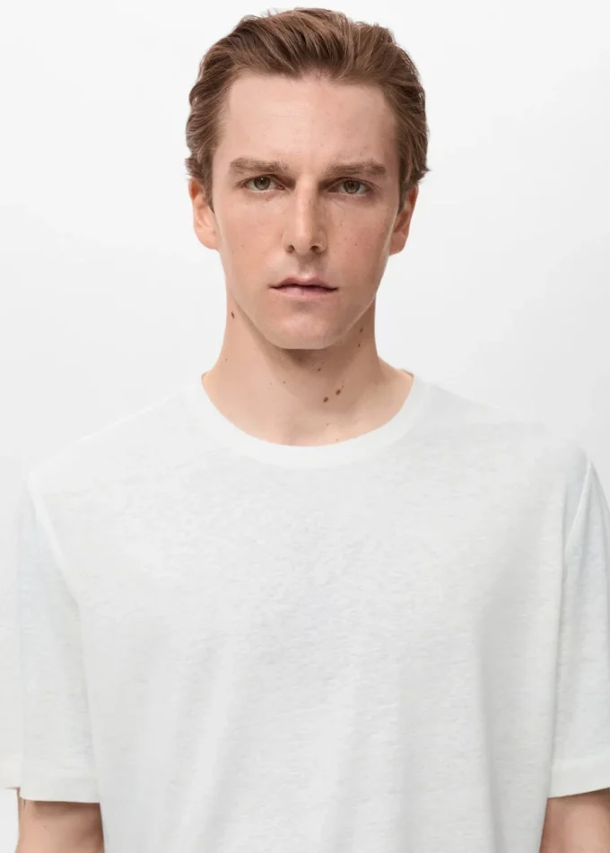 Slim-Fit-T-Shirt aus Leinen