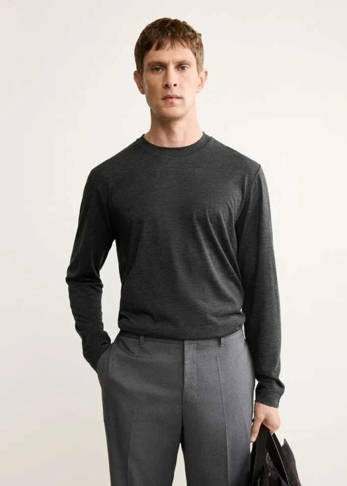 Slim-Fit-T-Shirt aus Wollmischung