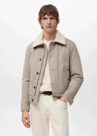 Steppjacke mit Kragen in Lammfelloptik