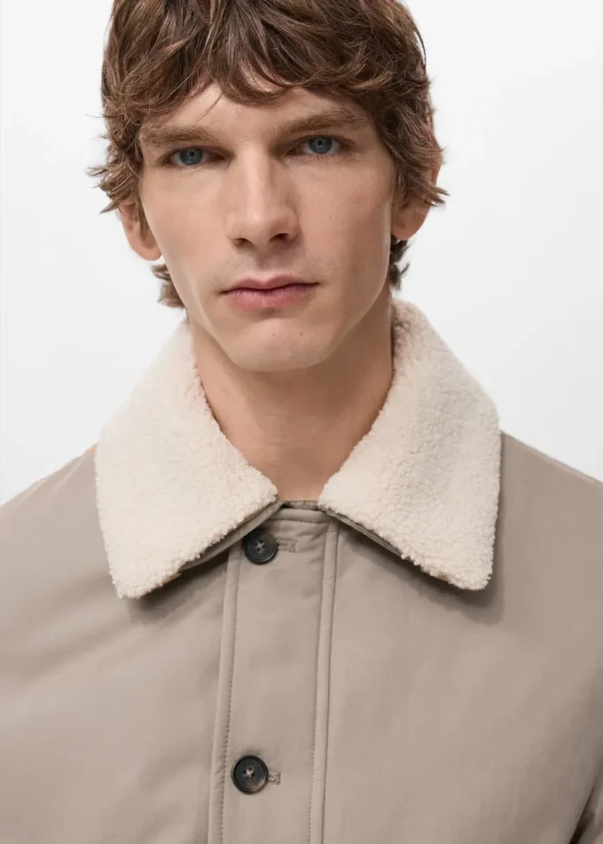 Steppjacke mit Kragen in Lammfelloptik