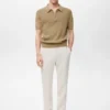 Strick-Poloshirt mit Reißverschluss und Spitzenakzenten