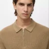 Strick-Poloshirt mit Reißverschluss und Spitzenakzenten