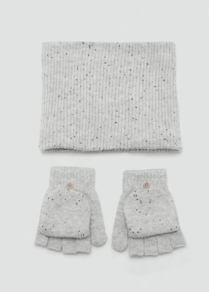 Strickhandschuhe mit Pailletten Strickhandschuhe mit Pailletten