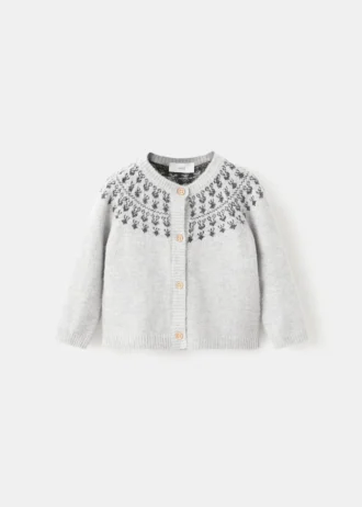 Strickjacke mit gemustertem Saum