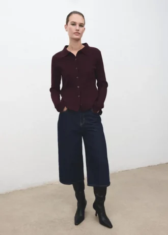 Strickjacke mit Hemdkragen