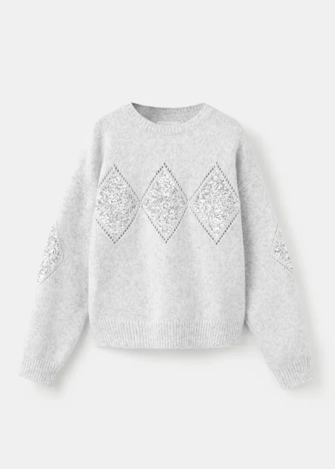 Strickpullover mit Pailletten