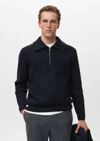 Strickpullover mit Reißverschlusskragen