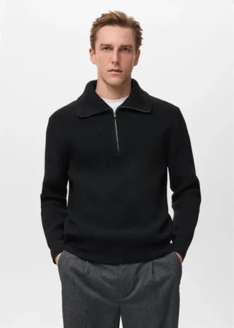 Strickpullover mit Reißverschlusskragen