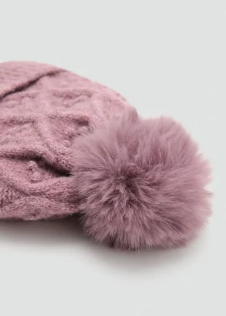 Strukturierte Mütze mit Bommel