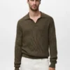 Strukturierter Polo-Pullover aus Baumwolle Strukturierter Polo-Pullover aus Baumwolle