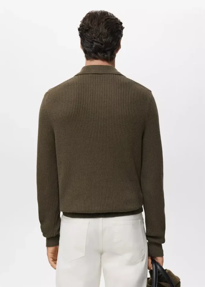 Strukturierter Polo-Pullover aus Baumwolle Strukturierter Polo-Pullover aus Baumwolle