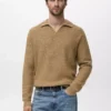 Strukturierter Polo-Pullover aus Strick
