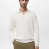 Strukturierter Polo-Pullover aus Strick