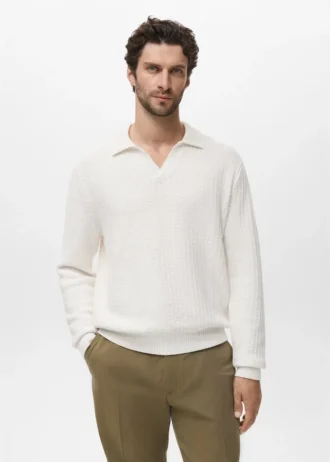 Strukturierter Polo-Pullover aus Strick