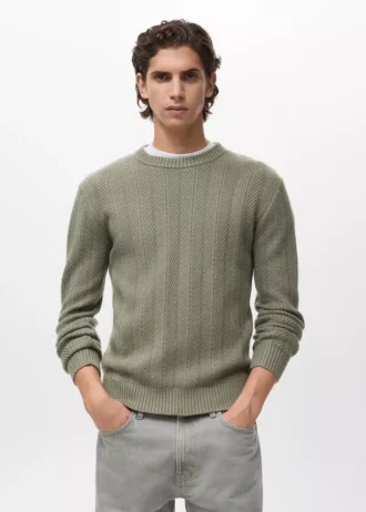 Strukturierter Pullover mit Fischgrätenmuster