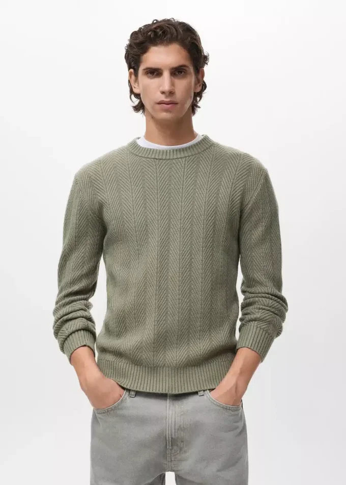 Strukturierter Pullover mit Fischgrätenmuster