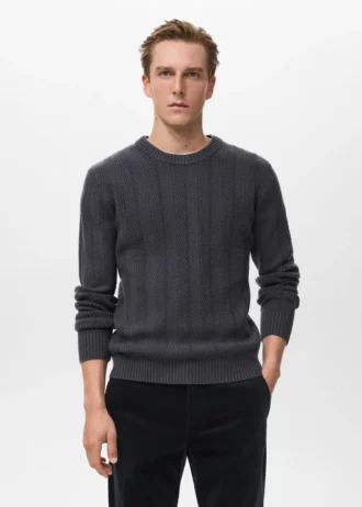 Strukturierter Pullover mit Fischgrätenmuster