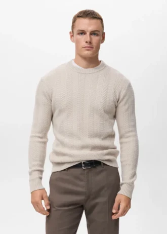 Strukturierter Pullover mit Fischgrätenmuster