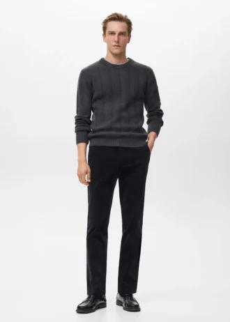 Strukturierter Pullover mit Fischgrätenmuster