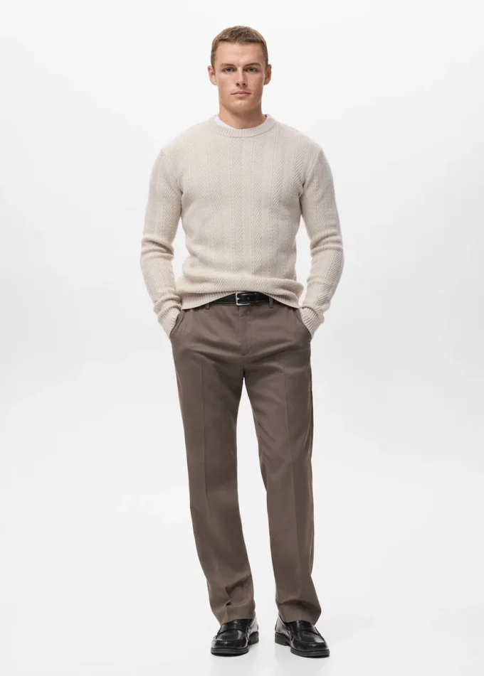 Strukturierter Pullover mit Fischgrätenmuster