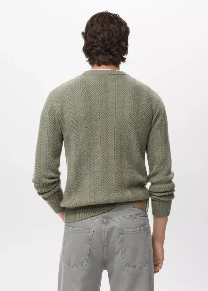 Strukturierter Pullover mit Fischgrätenmuster