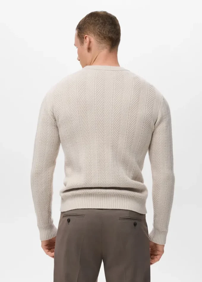 Strukturierter Pullover mit Fischgrätenmuster