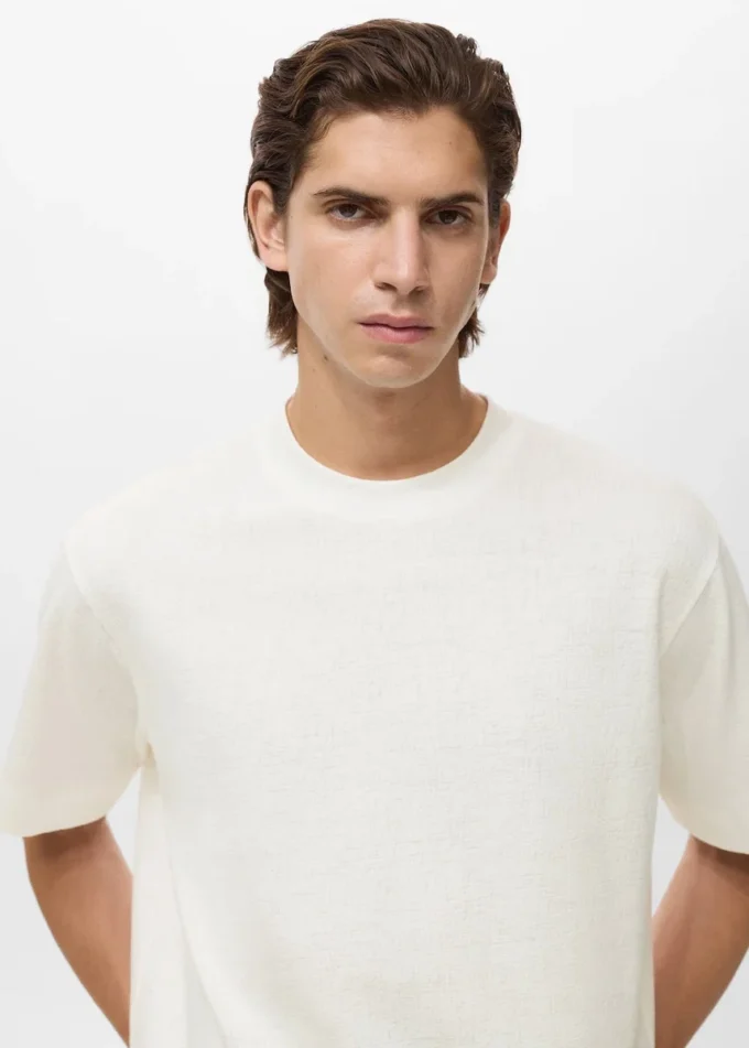 Strukturiertes Baumwoll-T-Shirt Strukturiertes Baumwoll-T-Shirt