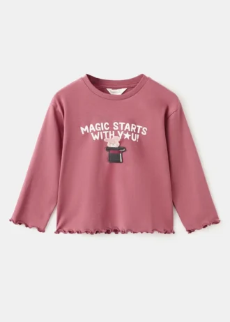 Strukturiertes, besticktes T-Shirt