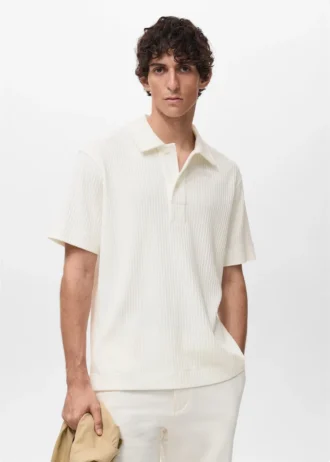 Strukturiertes Strick-Poloshirt