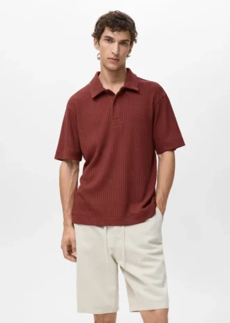Strukturiertes Strick-Poloshirt