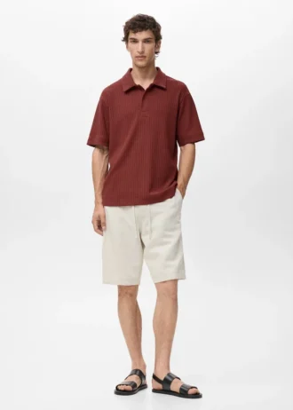 Strukturiertes Strick-Poloshirt