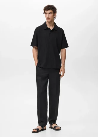 Strukturiertes Strick-Poloshirt