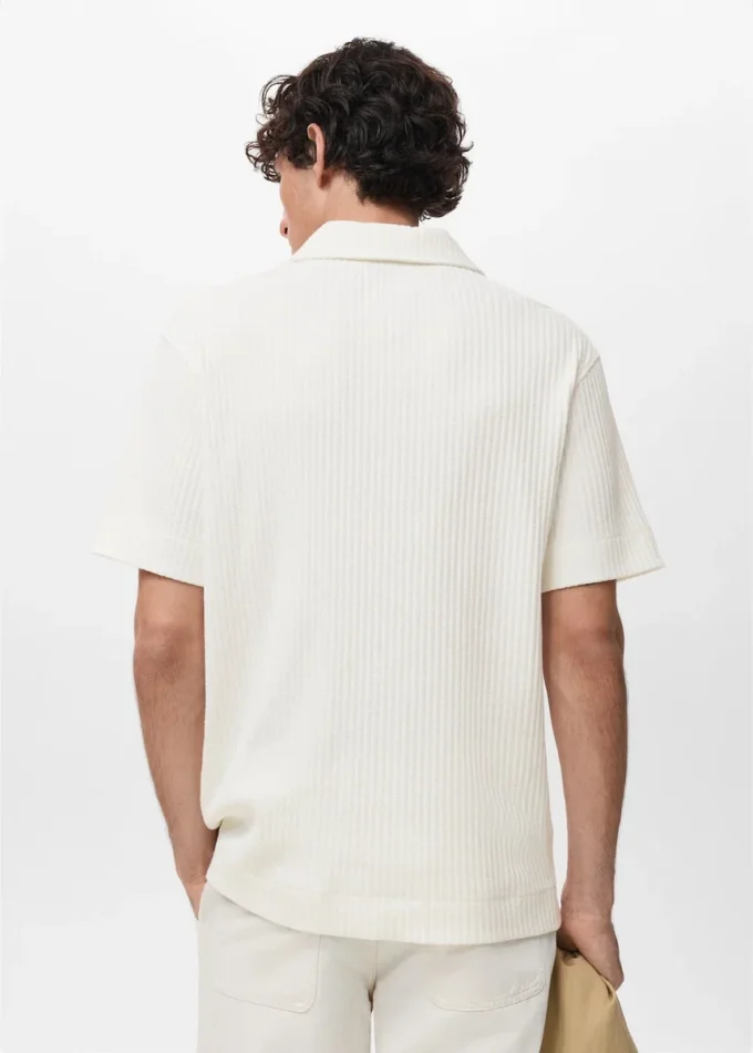 Strukturiertes Strick-Poloshirt Strukturiertes Strick-Poloshirt