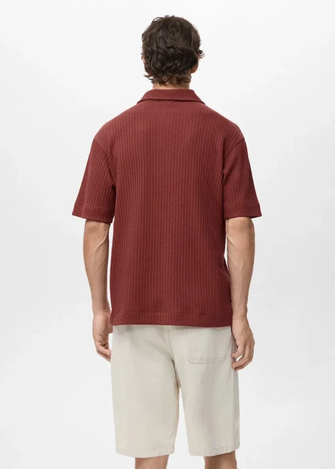 Strukturiertes Strick-Poloshirt Strukturiertes Strick-Poloshirt