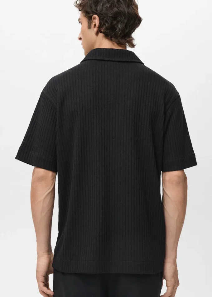 Strukturiertes Strick-Poloshirt Strukturiertes Strick-Poloshirt