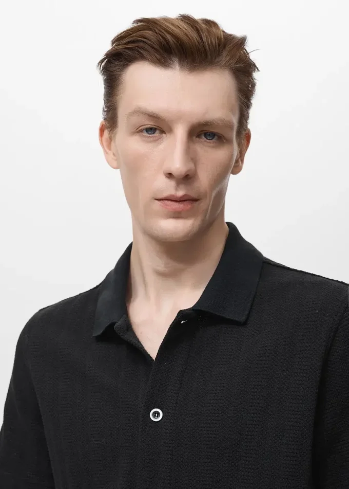 Strukturiertes Strickhemd Strukturiertes Strickhemd