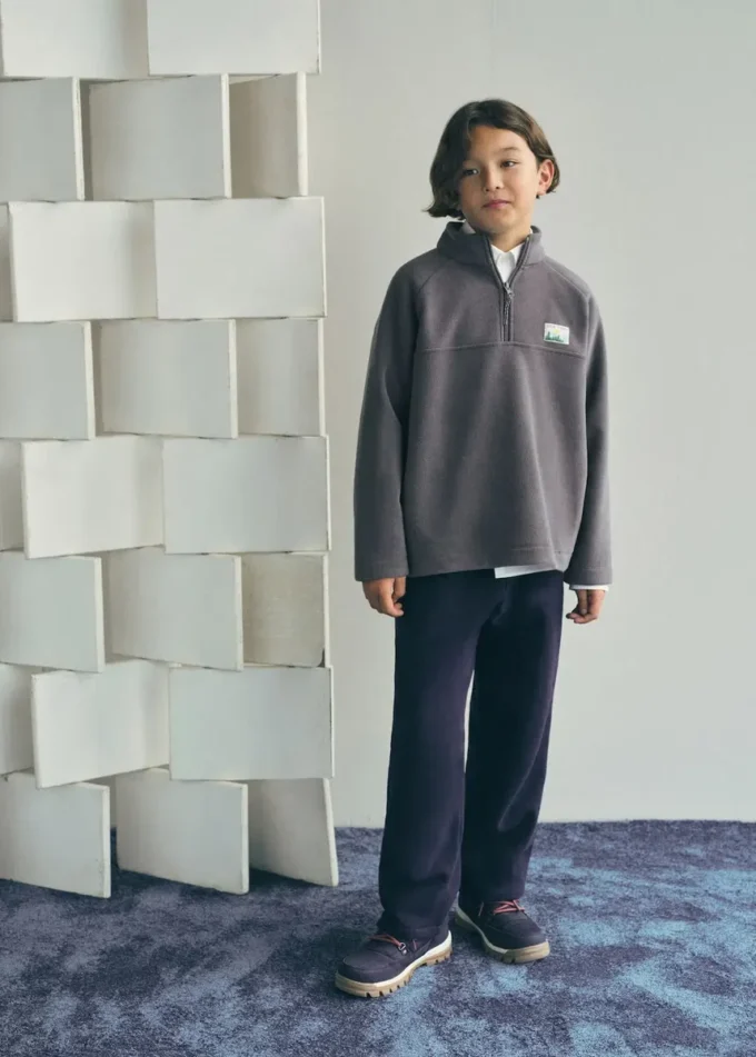 Sweatshirt aus Polarfleece mit Perkins-Ausschnitt