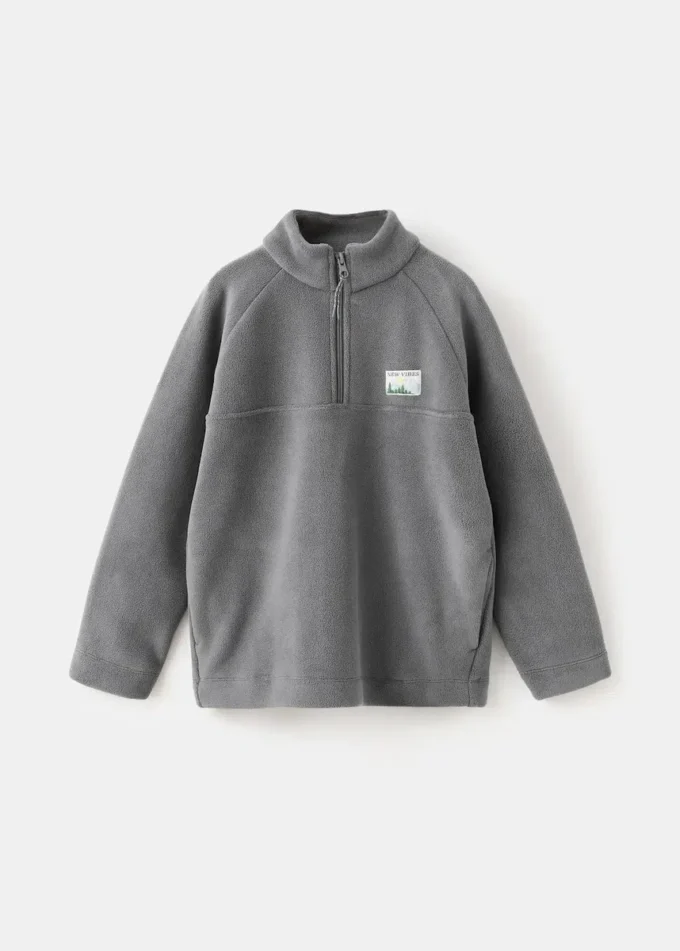 Sweatshirt aus Polarfleece mit Perkins-Ausschnitt