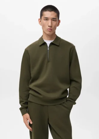 Sweatshirt mit normaler Passform und Reißverschluss am Kragen