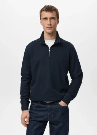 Sweatshirt mit normaler Passform und Reißverschluss am Kragen